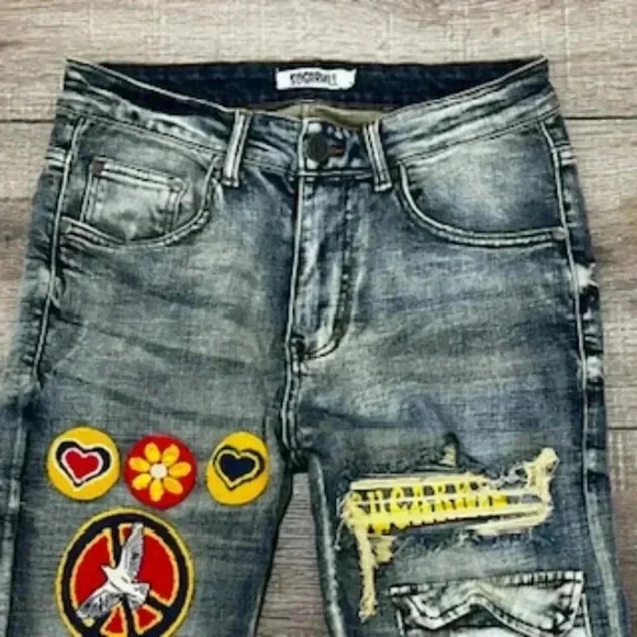 Sugarhill Woodstock Denim Wheat Wash Stretch Taper Distressed Jeans Men's sz 30 - Picture 11 of 12